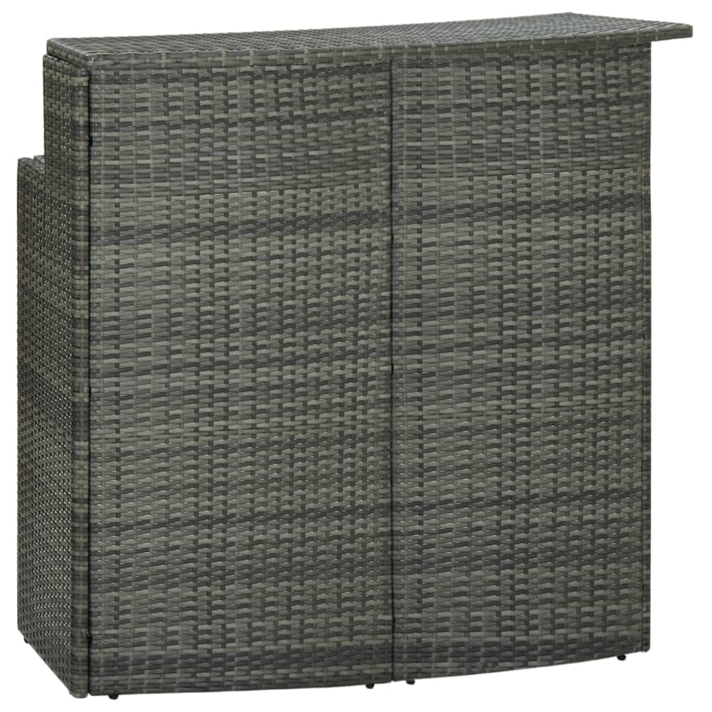 Vetonek Mesa alta de jardín ratán sintético gris 120x55x110 cm