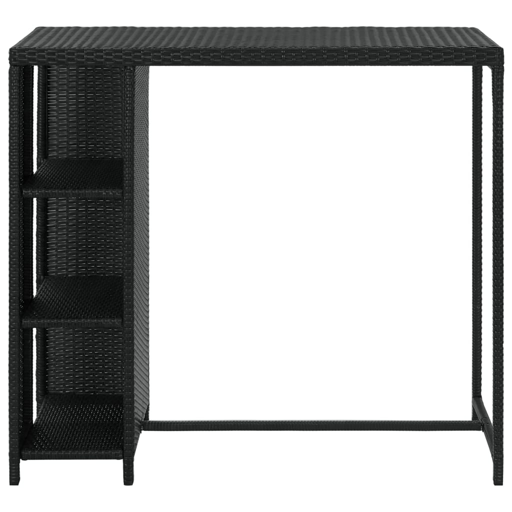 Mesa bar estante almacenaje 120x60x110cm ratán sintético negro vidaXL