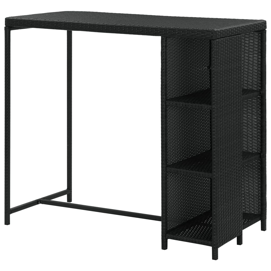 Mesa bar estante almacenaje 120x60x110cm ratán sintético negro vidaXL