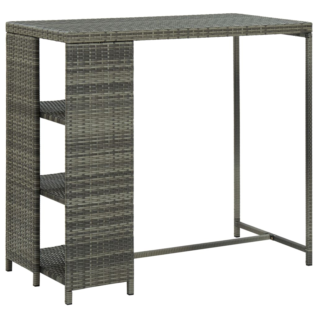 Vetonek Mesa bar estante almacenaje 120x60x110cm ratán sintético gris