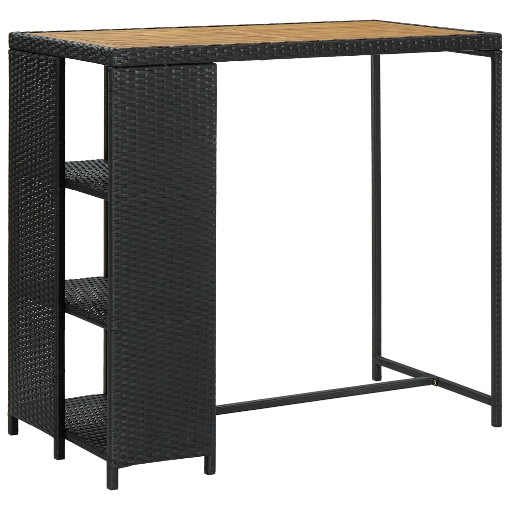 Vetonek Mesa bar estante almacenaje 120x60x110 cm ratán sintético negro