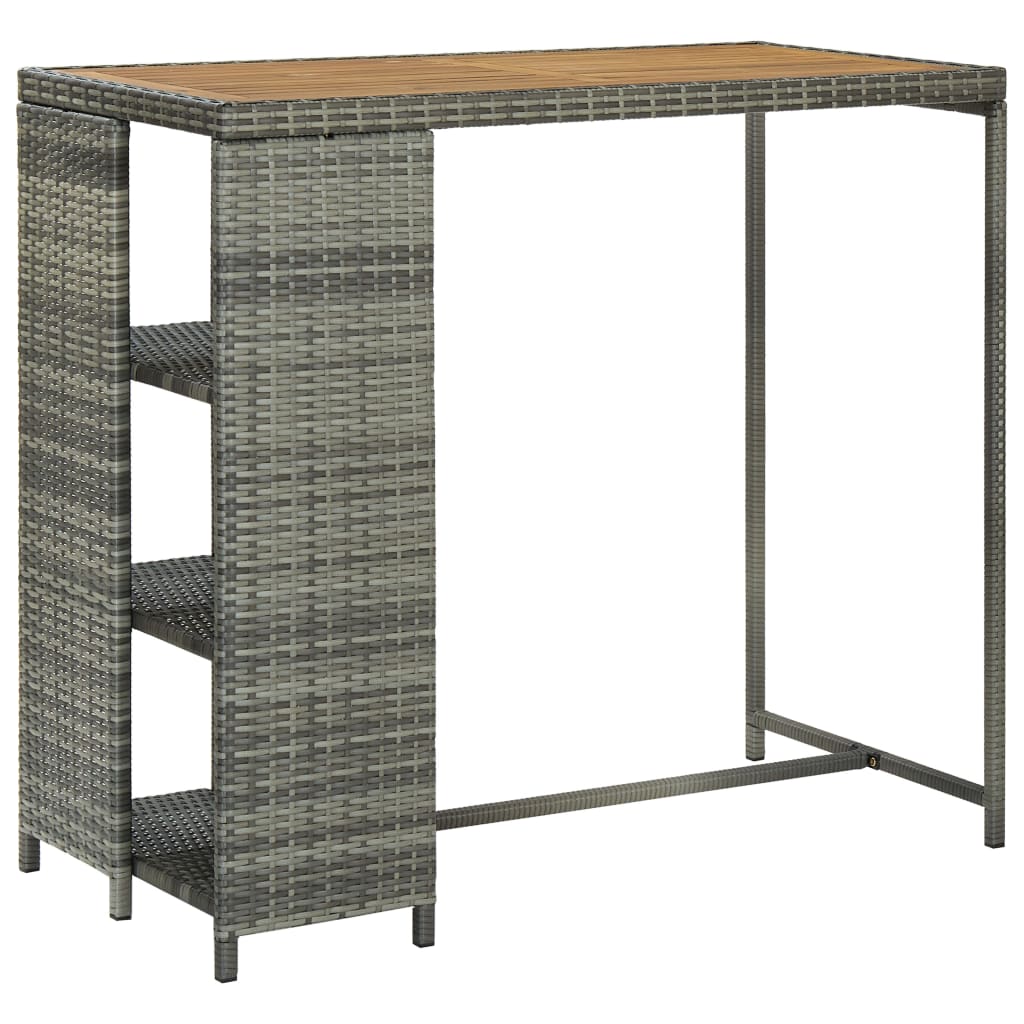 Vetonek Mesa bar estante almacenaje 120x60x110 cm ratán sintético gris