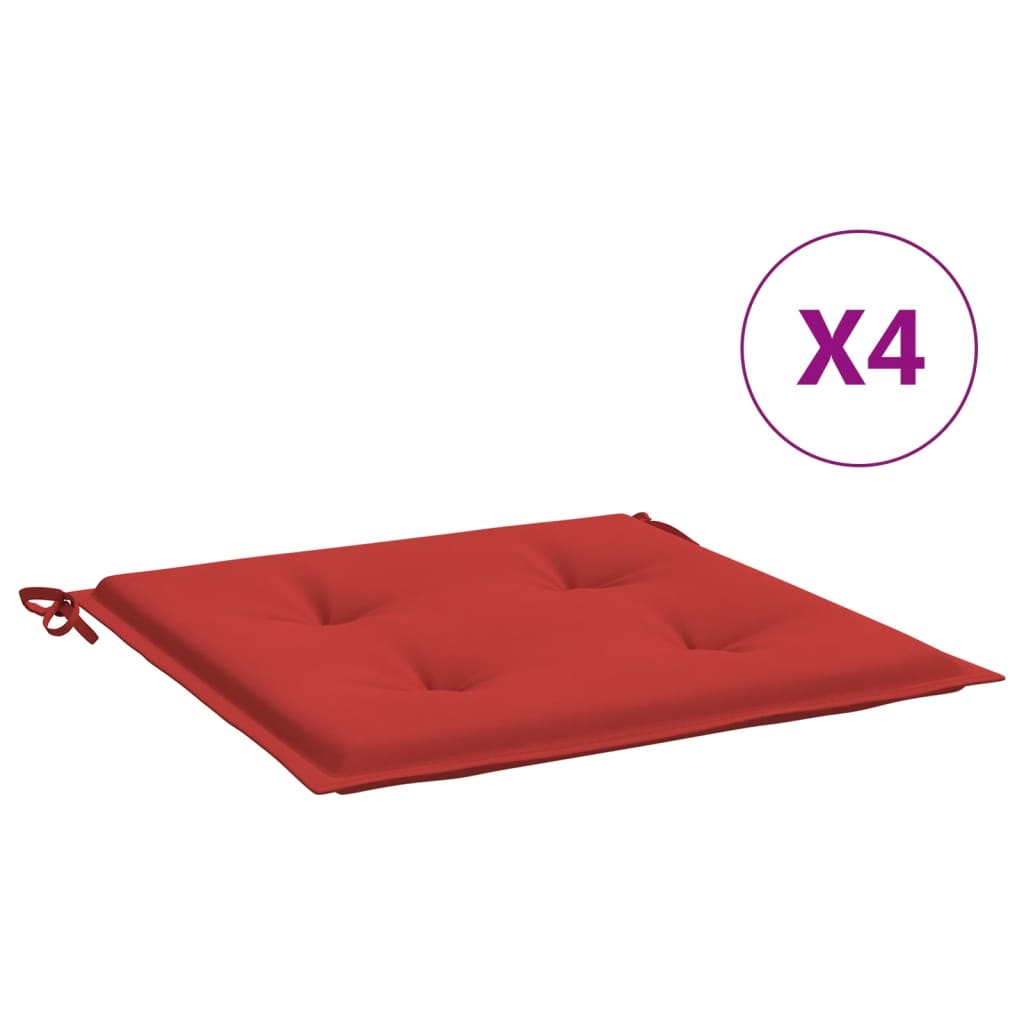 Cojines de silla de jardín 4 uds tela Oxford rojo 50x50x3 cm