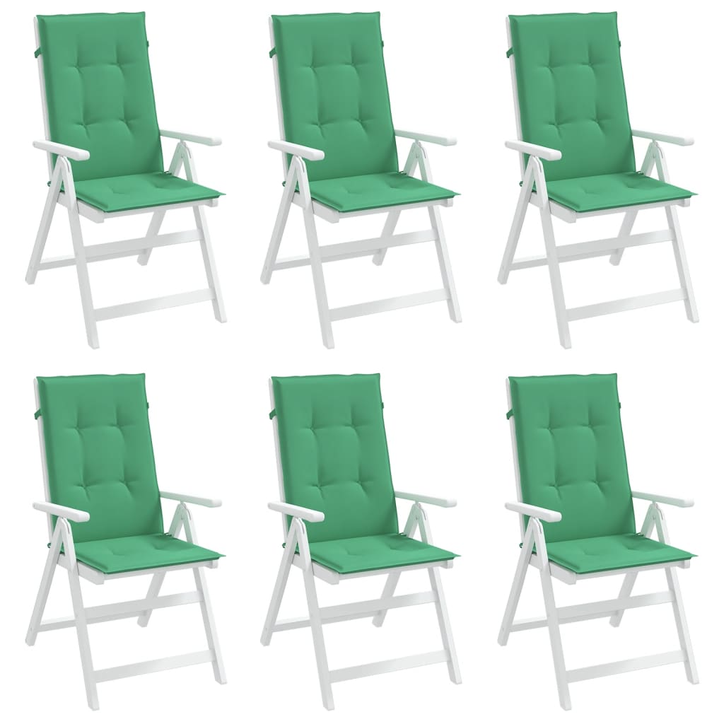 Cojín silla de jardín respaldo alto 6 uds tela verde 120x50x3cm vidaXL