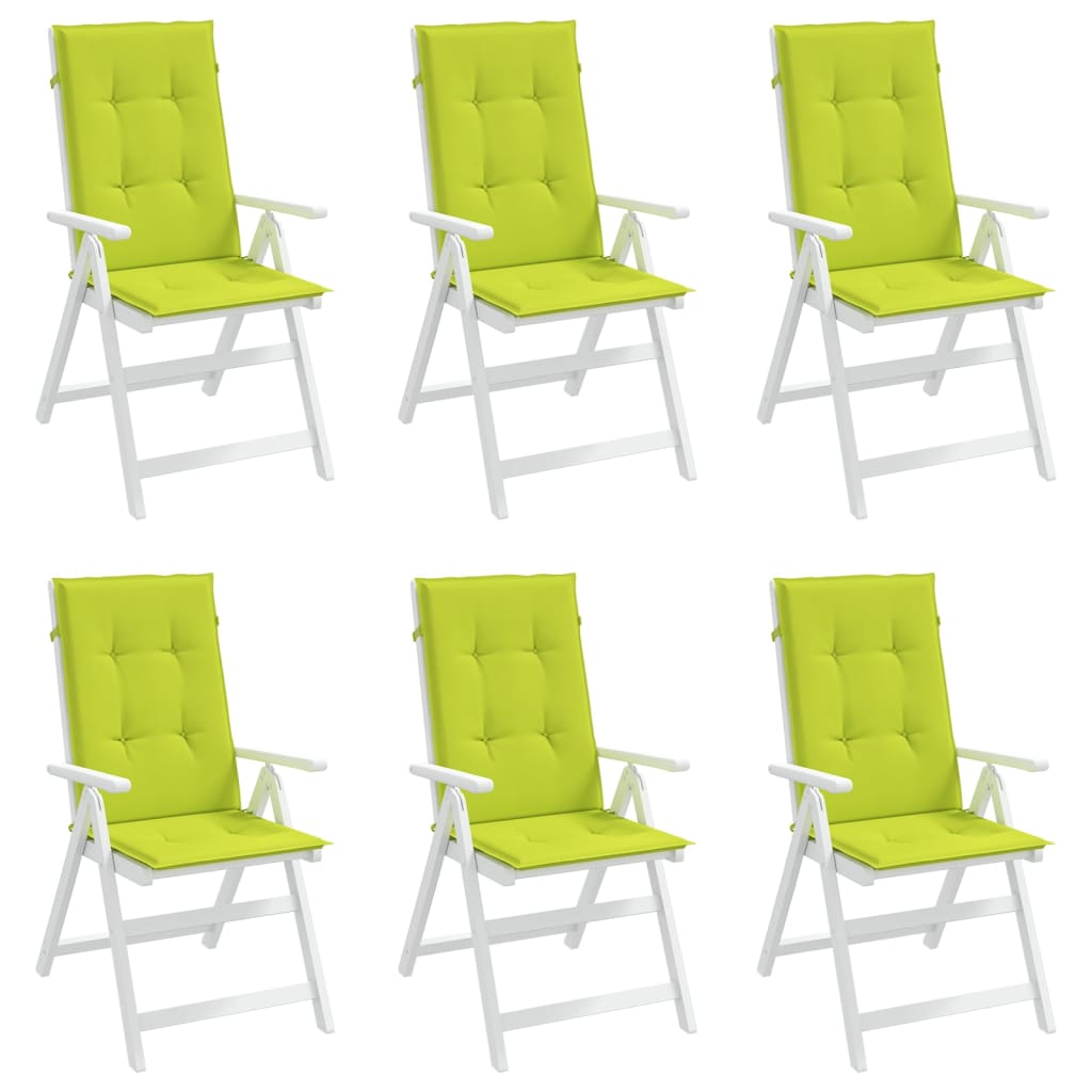 Cojín silla de jardín respaldo alto 6 uds tela verde 120x50x3cm vidaXL