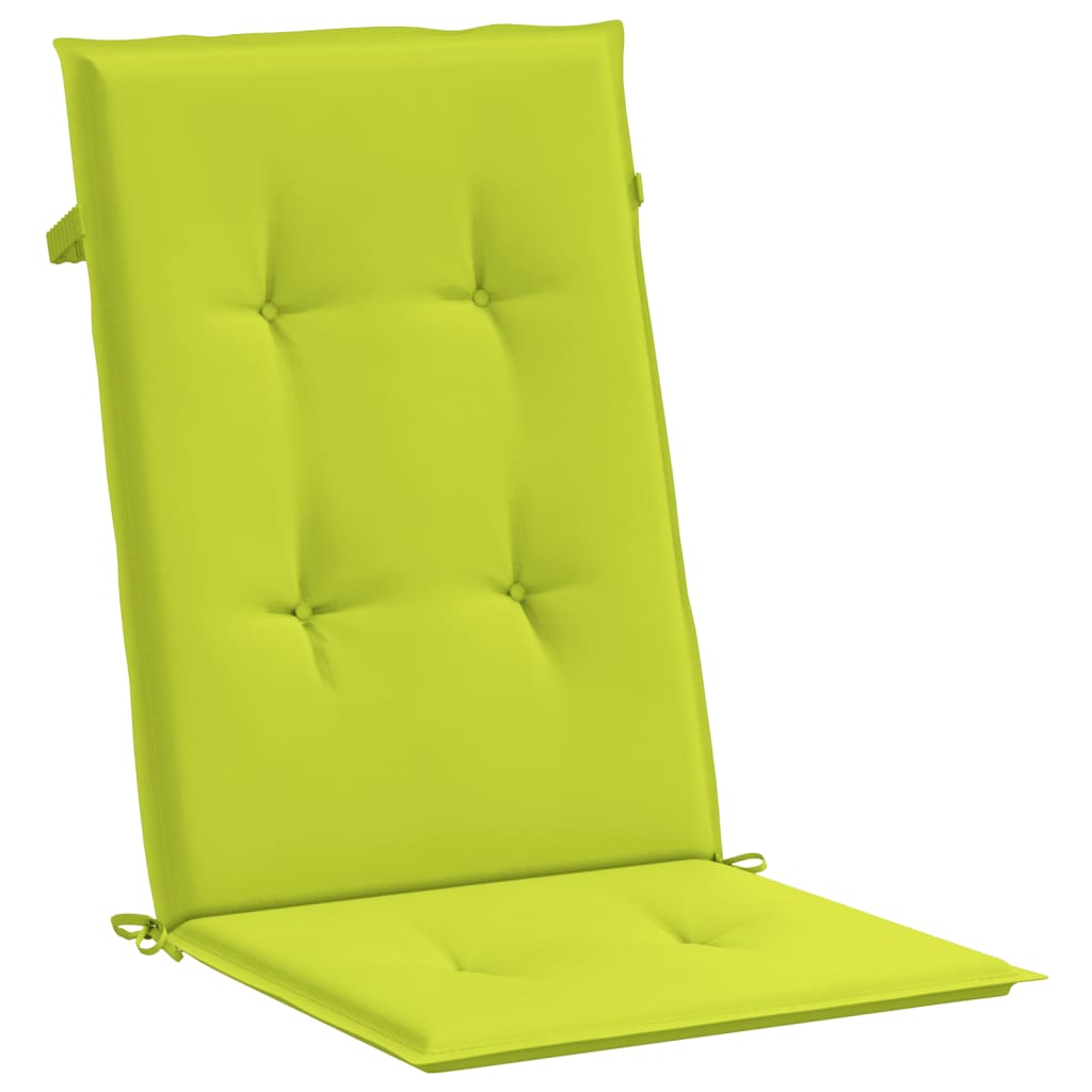 Cojín silla de jardín respaldo alto 6 uds tela verde 120x50x3cm vidaXL