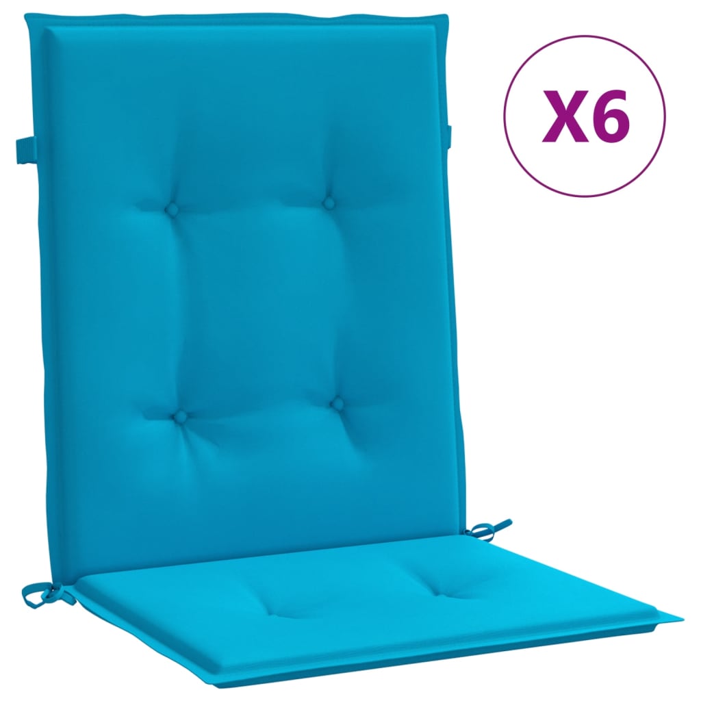 Cojín silla jardín respaldo bajo 6 uds tela Oxford azul vidaXL