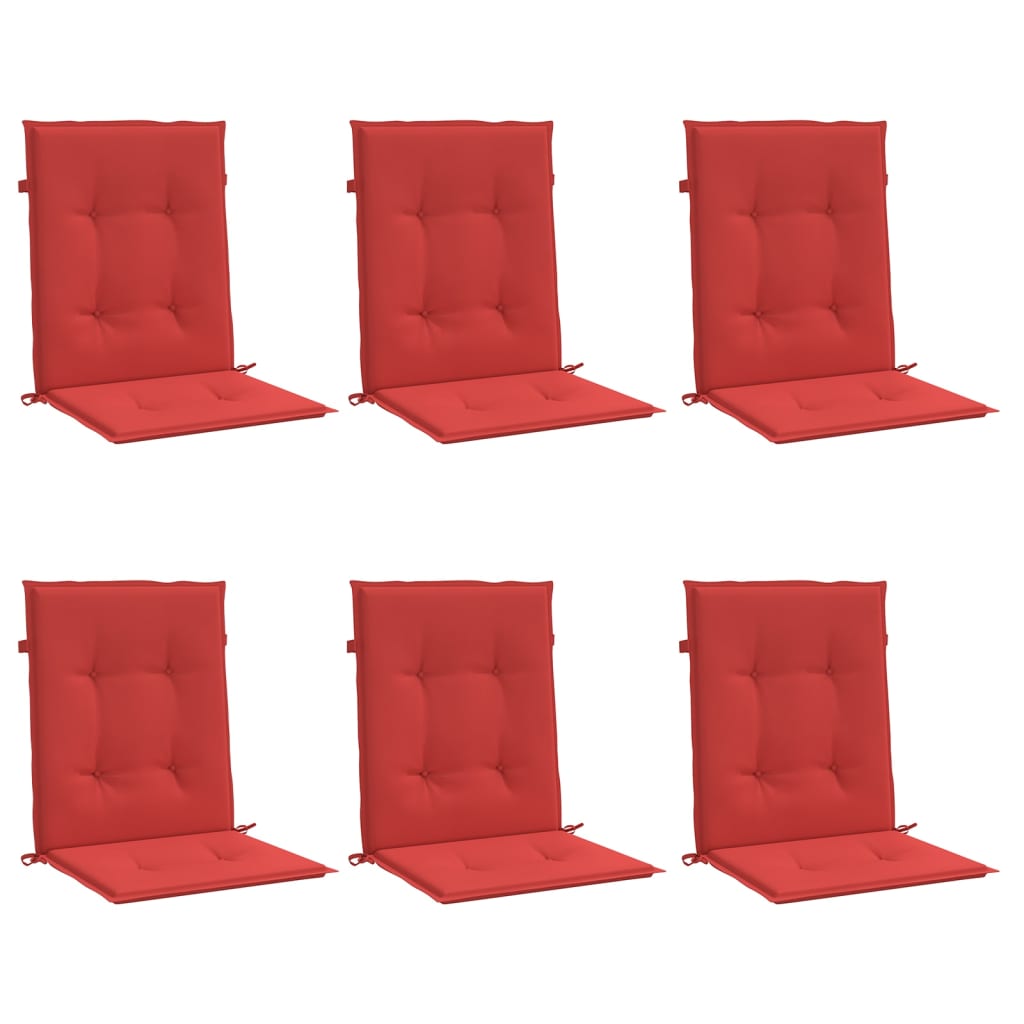 Cojín silla jardín respaldo bajo 6 uds tela Oxford rojo vidaXL