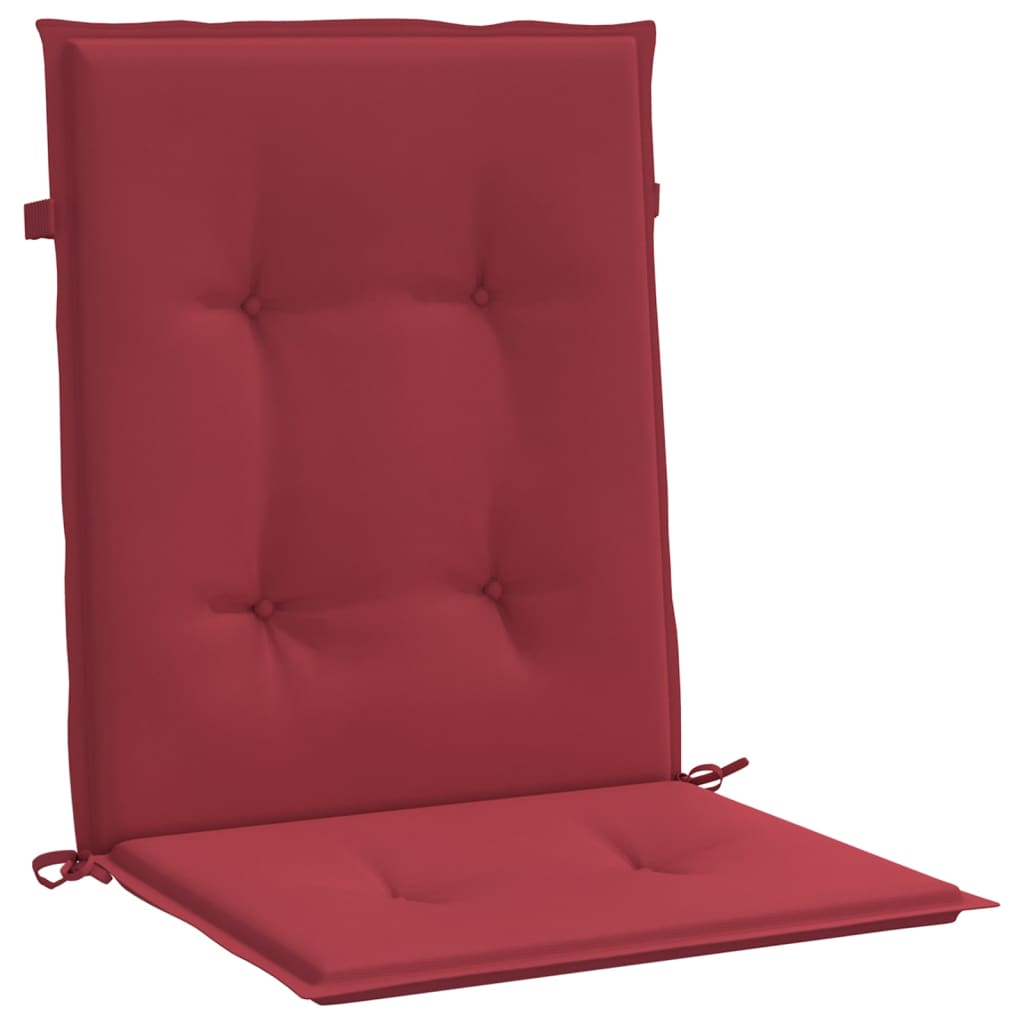 Cojín silla jardín respaldo bajo 6 uds tela Oxford rojo tinto vidaXL