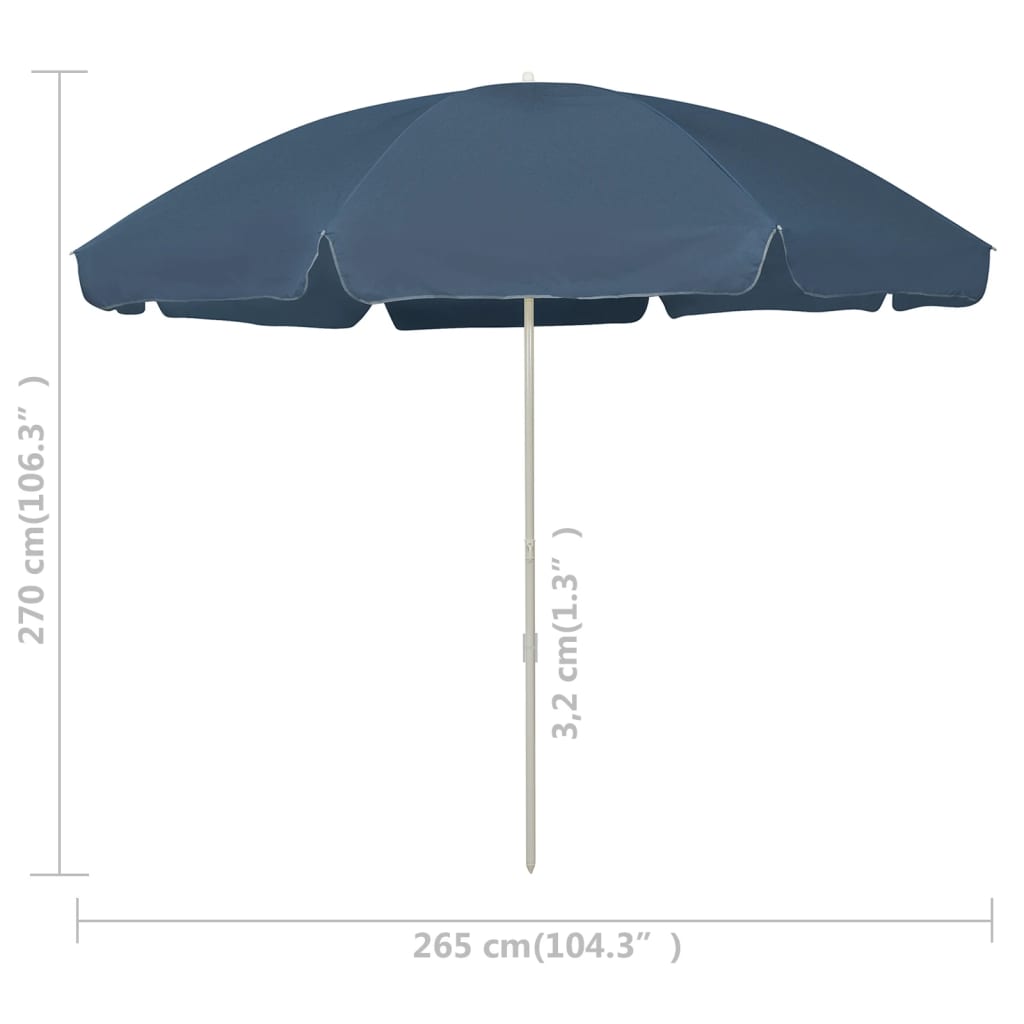 Blue beach umbrella 300 cm