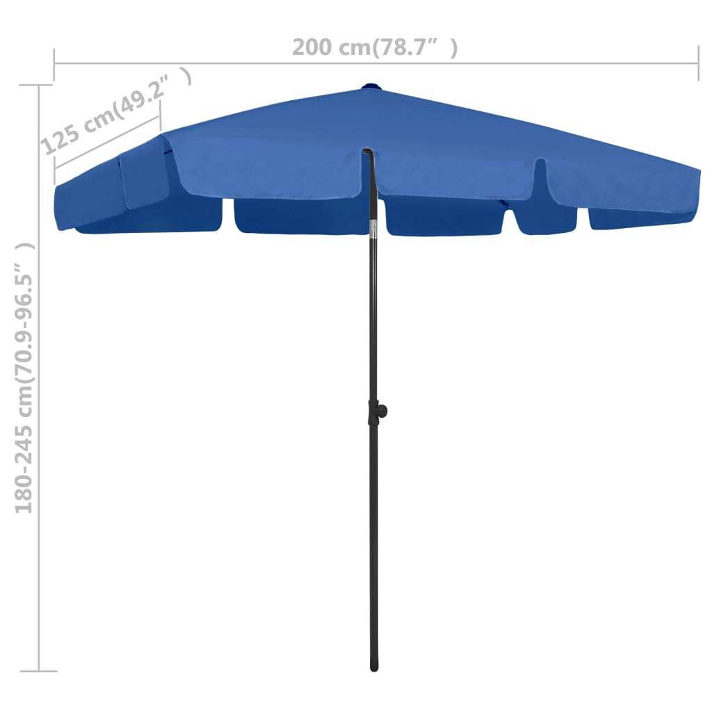 Blue beach umbrella 200x125 cm