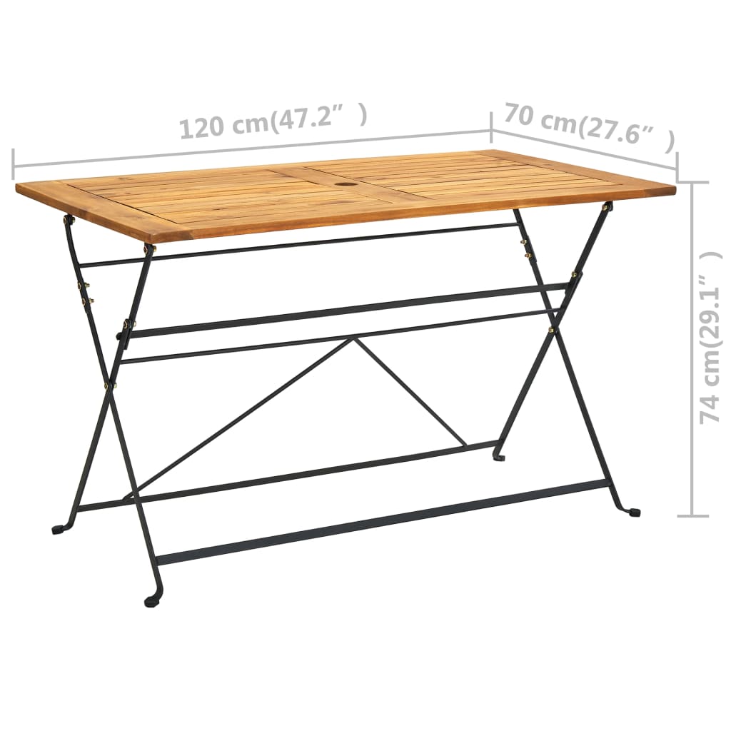 Mesa plegable de jardín de madera maciza de acacia 120x70x74 cm vidaXL