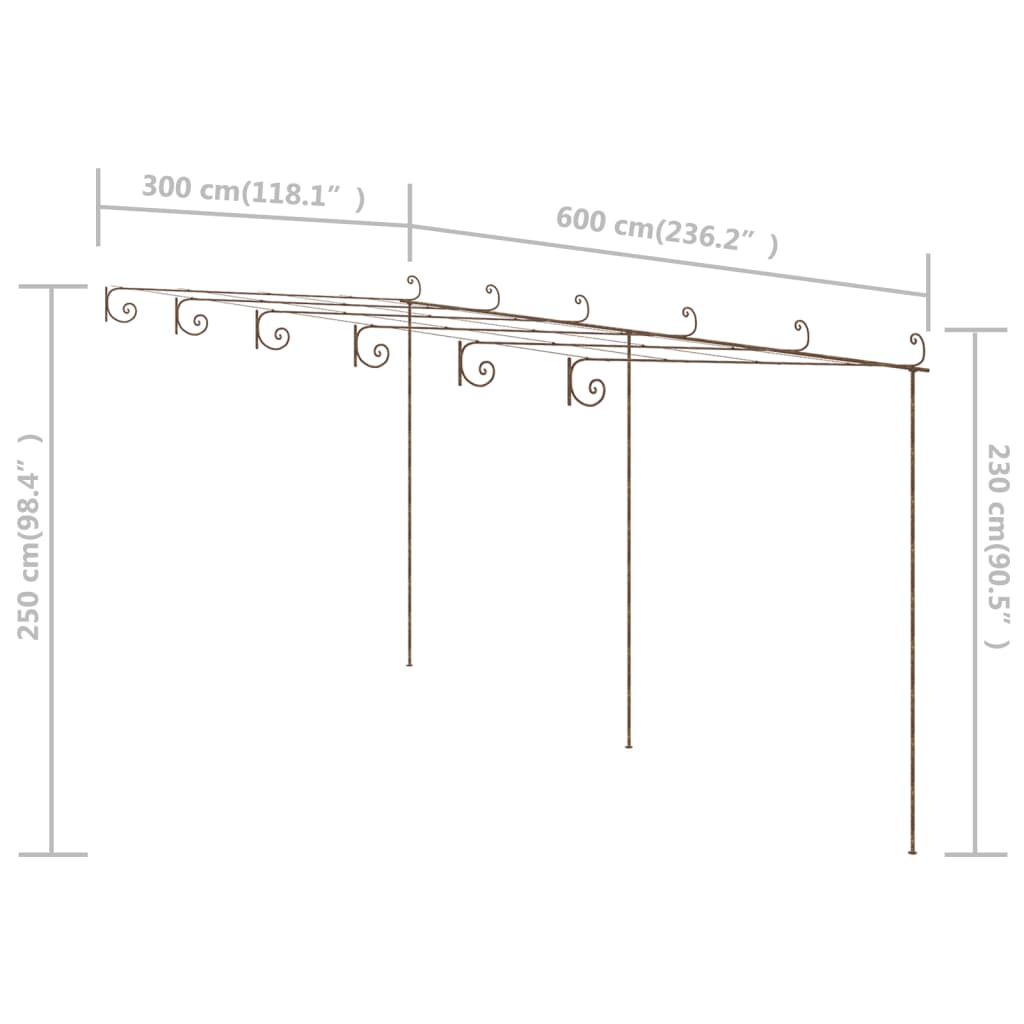 Vieux fer de jardin brun 6x3x2,5 m fer