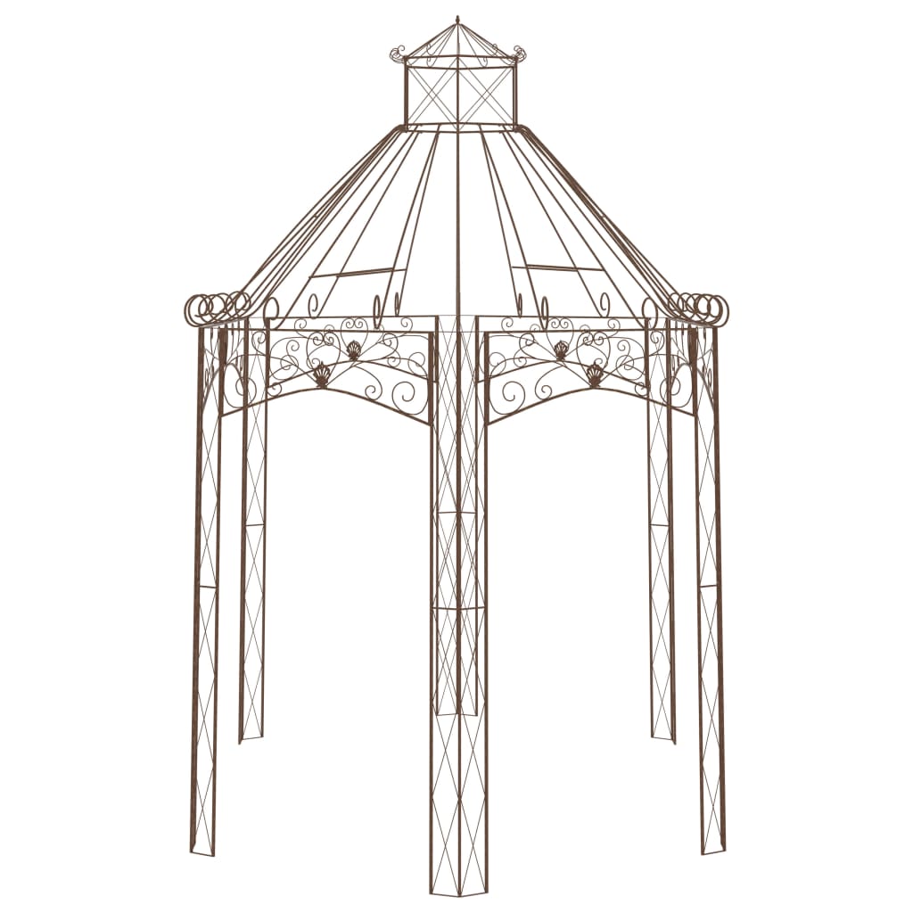 Pérgola de jardín marrón antiguo 400x258x378 cm hierro