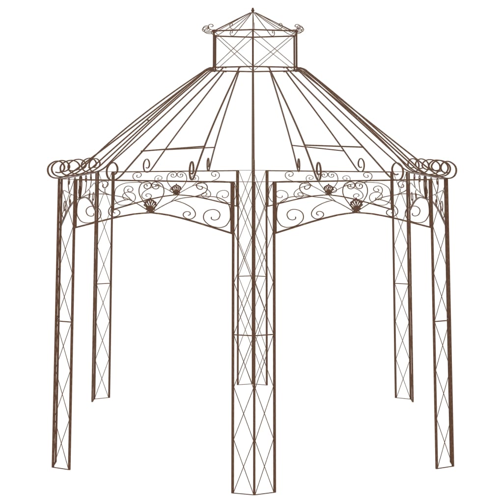 Pérgola de jardín marrón antiguo 558x350x408 cm hierro