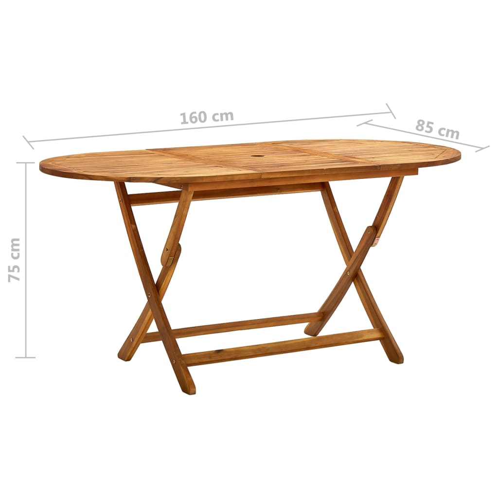 Mesa de jardín plegable madera maciza de acacia 160x85x75 cm