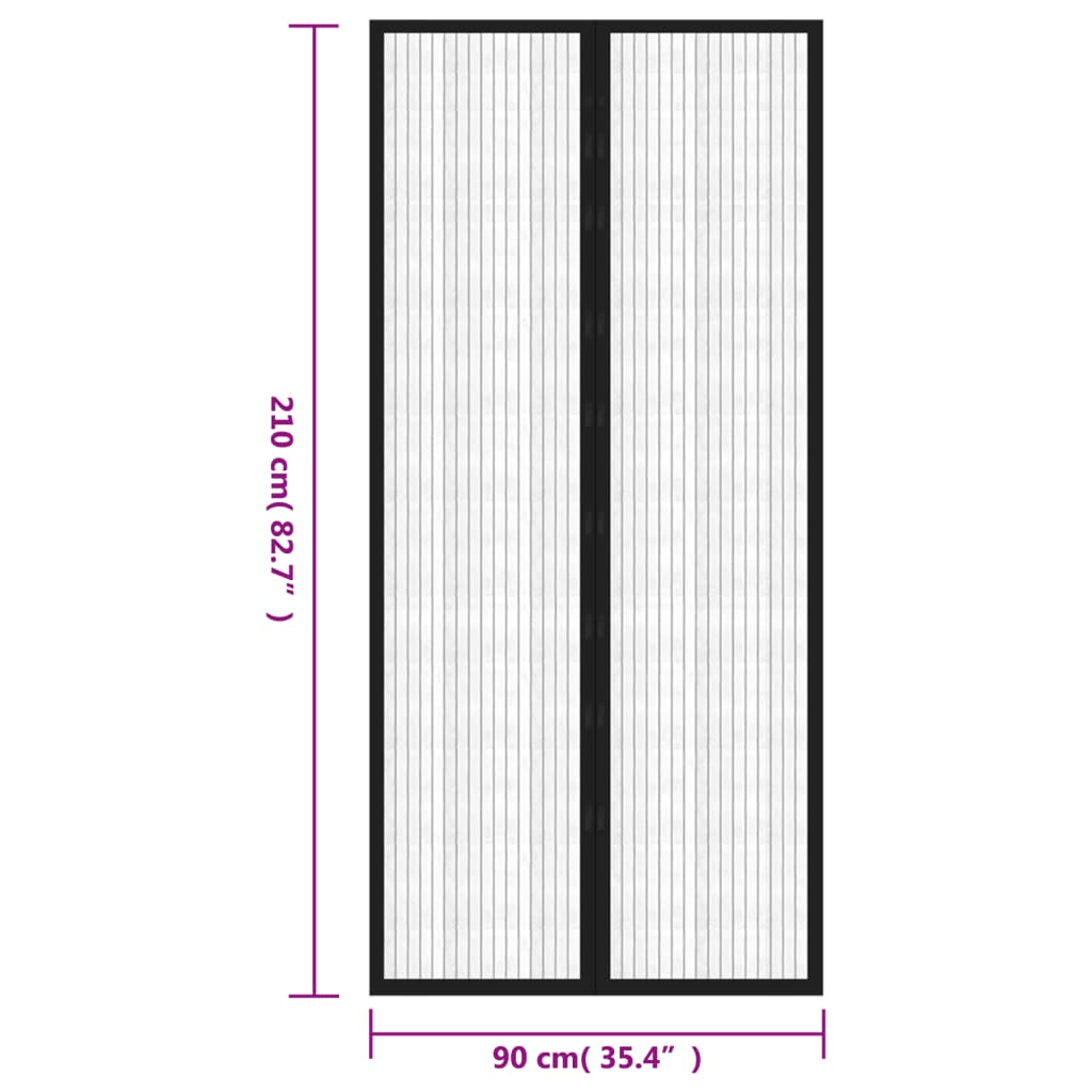 Mosquiteras per blocco magnetico porta 2 UDS nero 210x90 cm