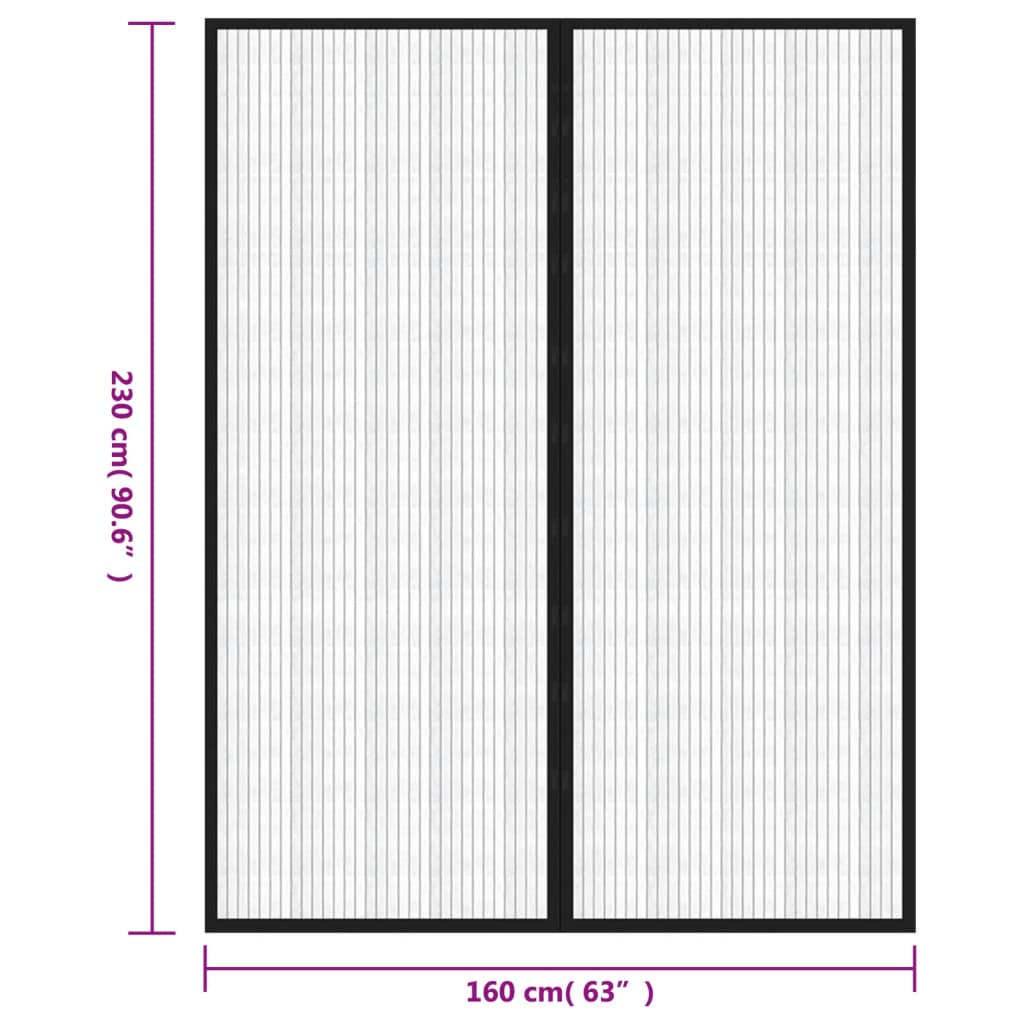 Mosquiteras para puerta bloque magnético 2 uds negro 230x160 cm vidaXL