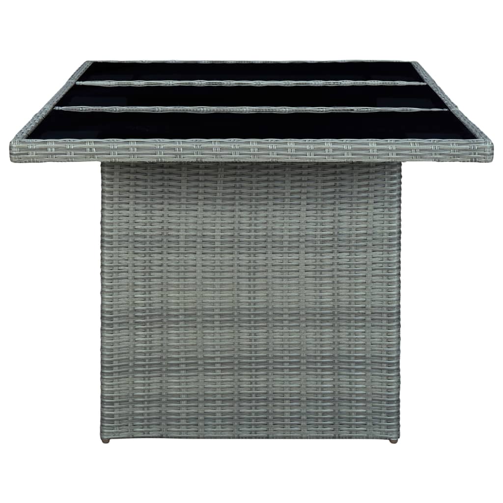 Mesa de jardín de ratán sintético y vidrio templado gris claro vidaXL