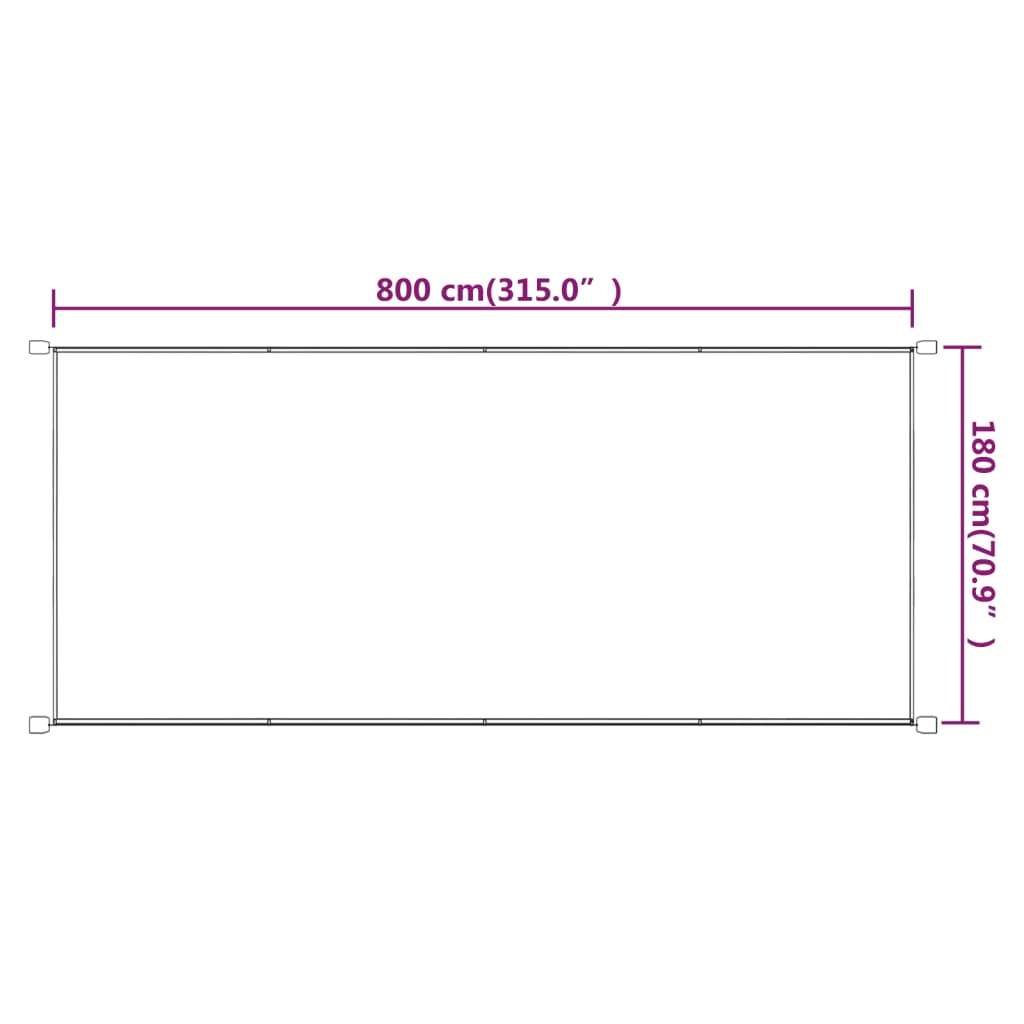 Toldo vertical terracota tela oxford 180x800 cm