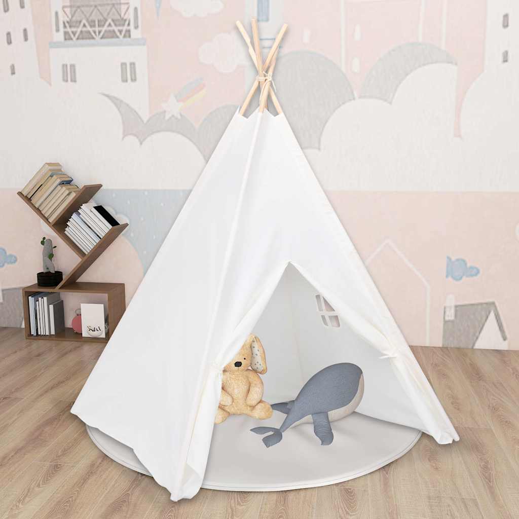 Vetonek Tienda tipi niños y bolsa piel melocotón blanco 120x120x150cm