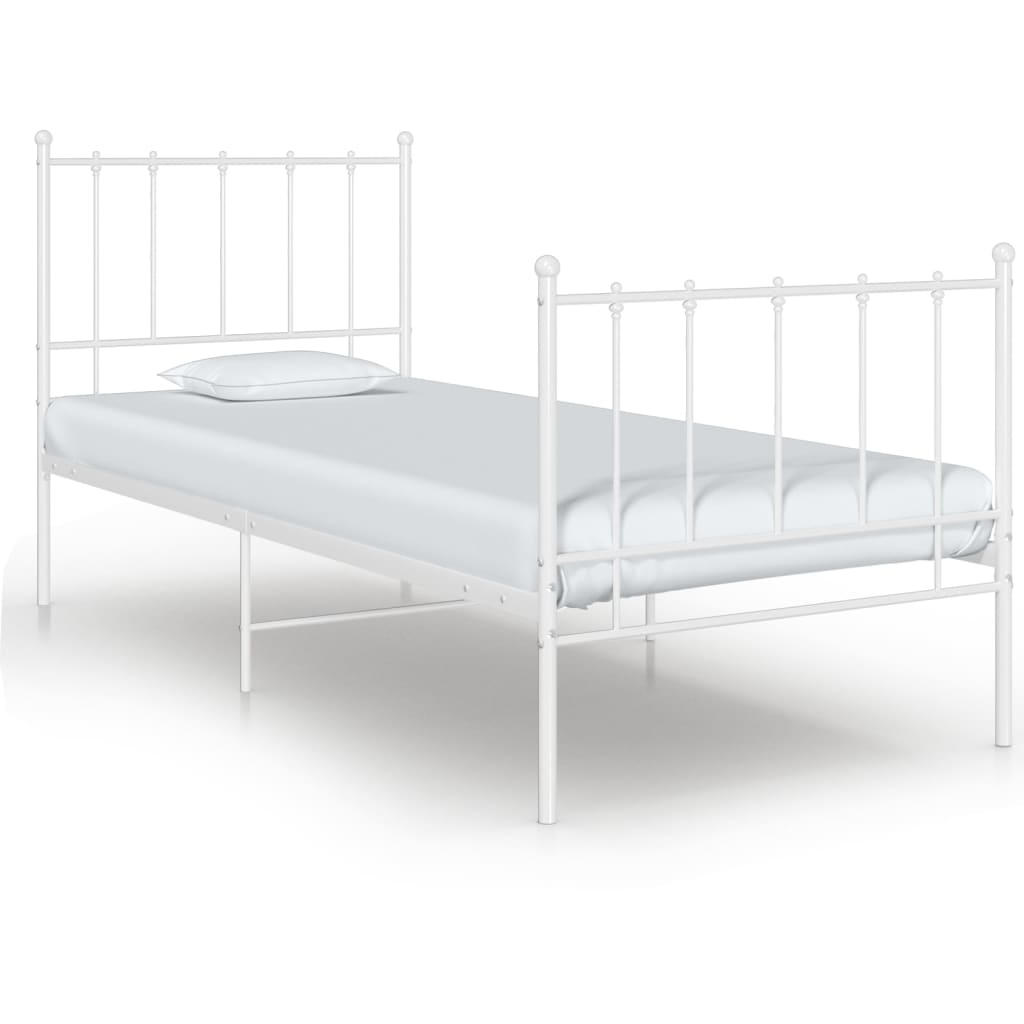 Vetonek Estructura de cama sin colchón metal blanco 100x200 cm