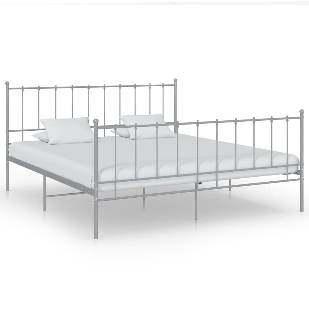 Vetonek Estructura de cama sin colchón metal gris 140x200 cm