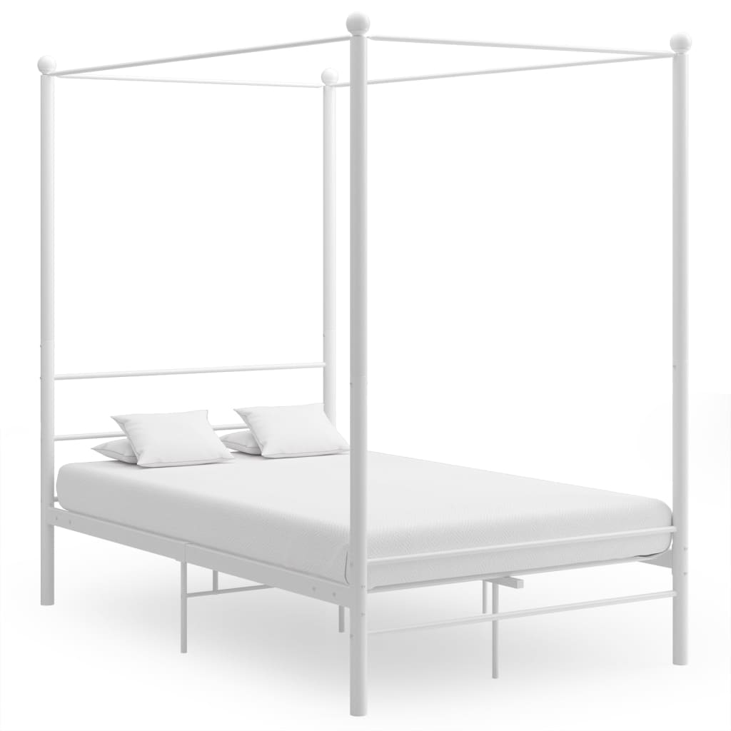 Vetonek Estructura cama con dosel sin colchón metal blanco 120x200 cm