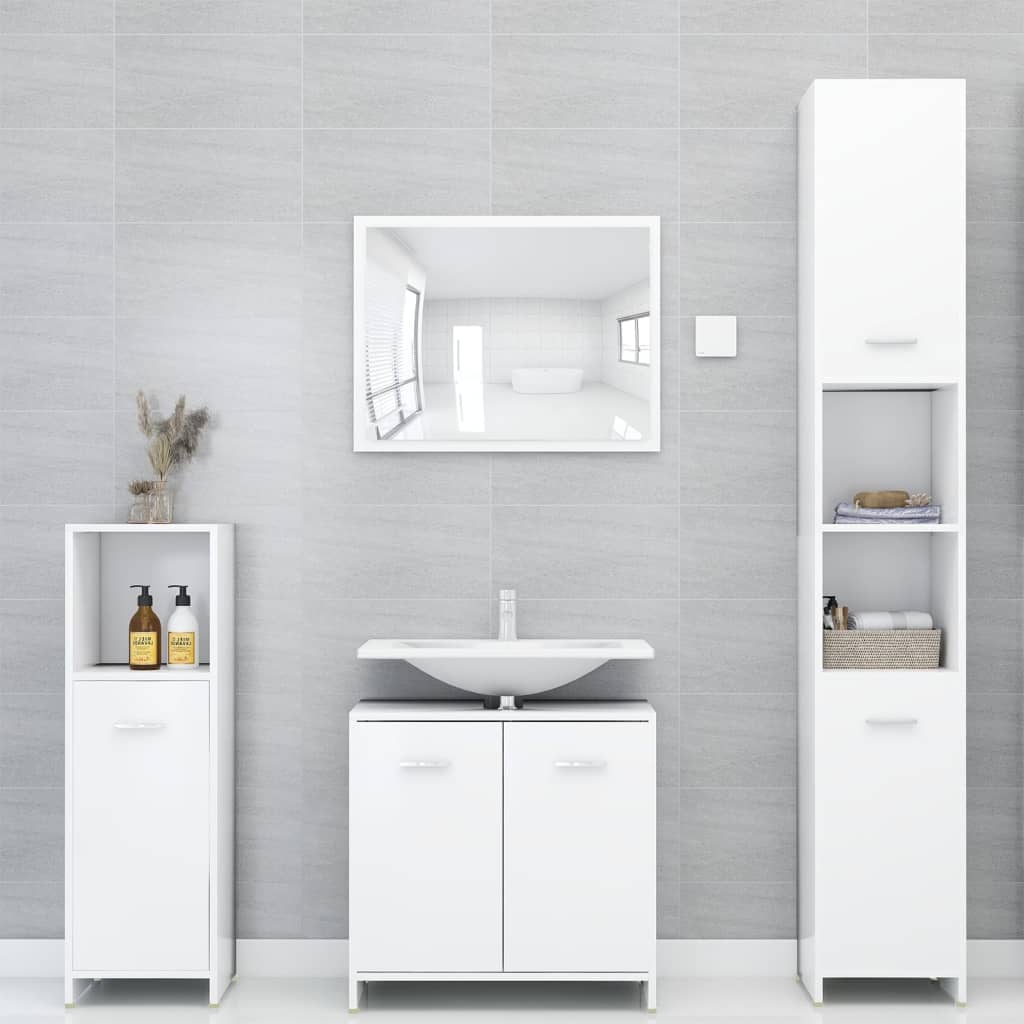 Conjunto de muebles de baño 4 pzas madera contrachapada blanco v4075 Vetonek