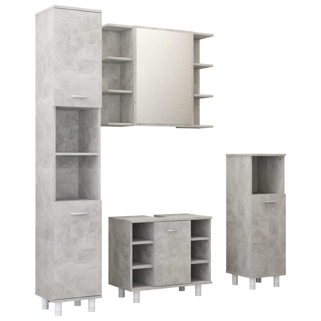 Juego muebles de baño 4 pzas madera de ingeniería gris hormigón - Vetonek