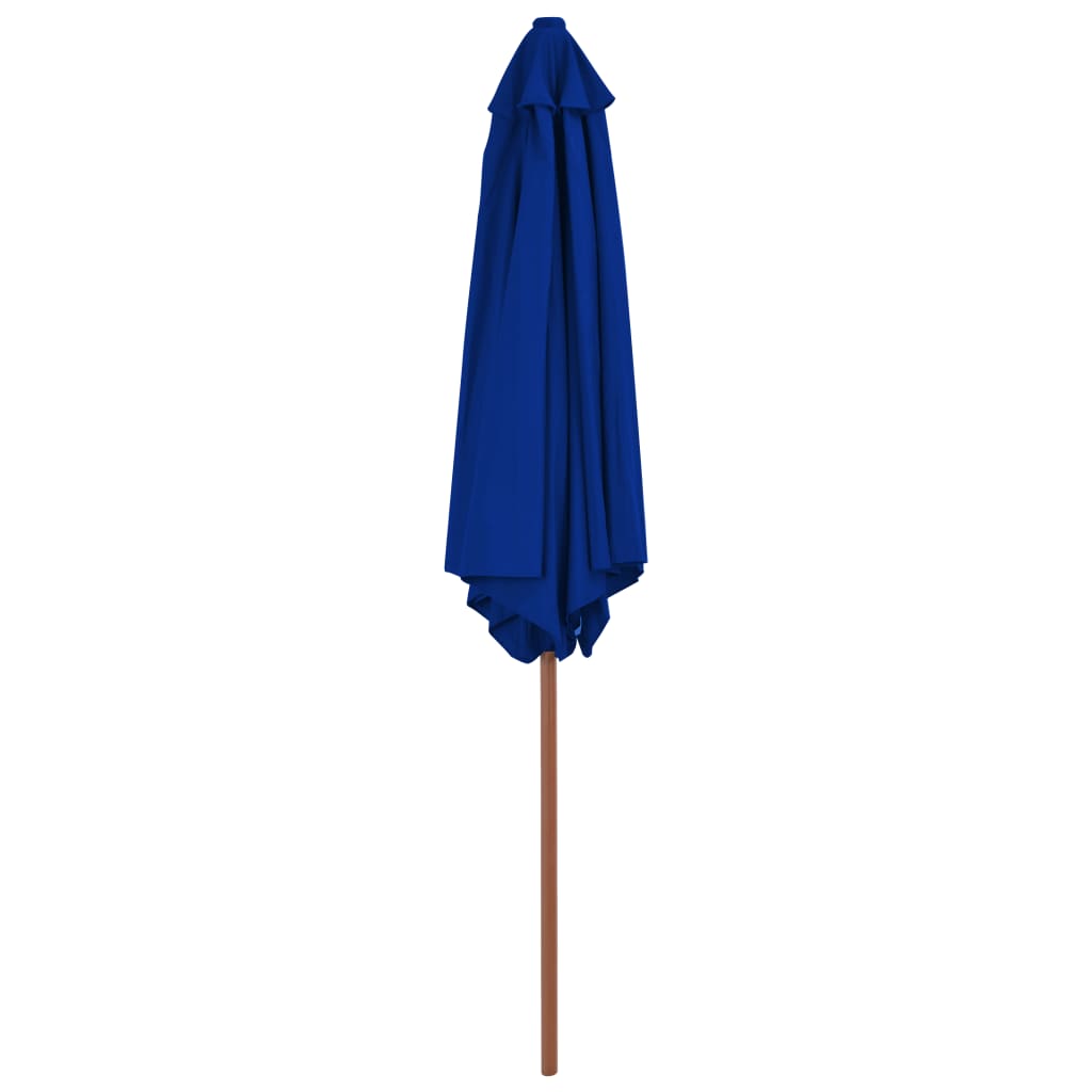 Parapluie de jardin avec bâton en bois bleu 270 cm