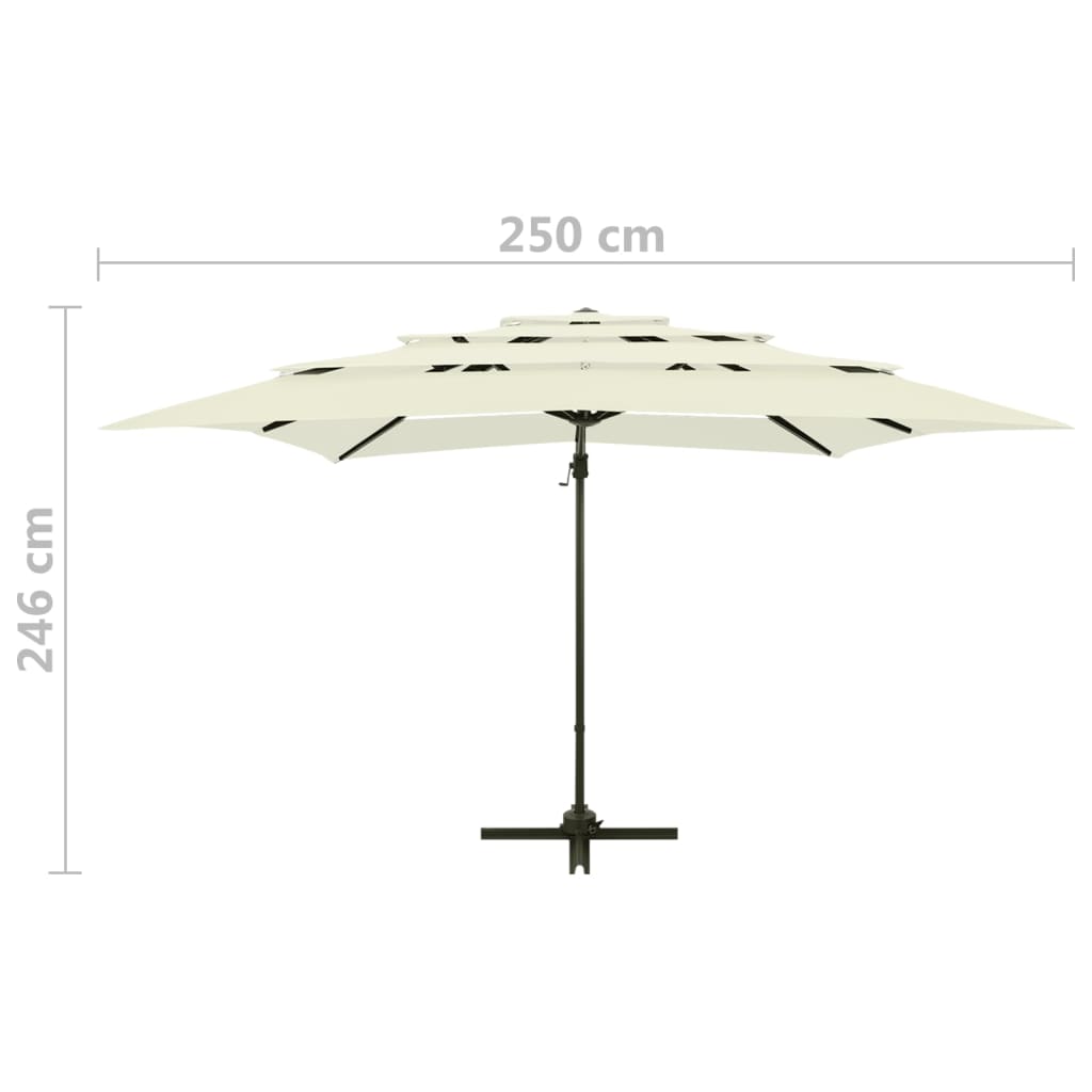 Sombrilla jardín 4 niveles palo de aluminio arena 250x250 cm vidaXL