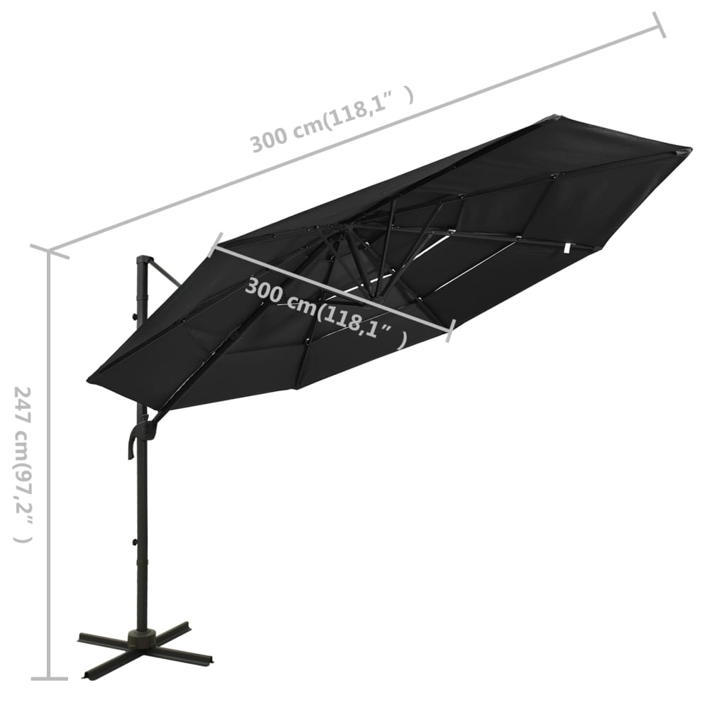 4 level garden with 3x3 cm black aluminum stick