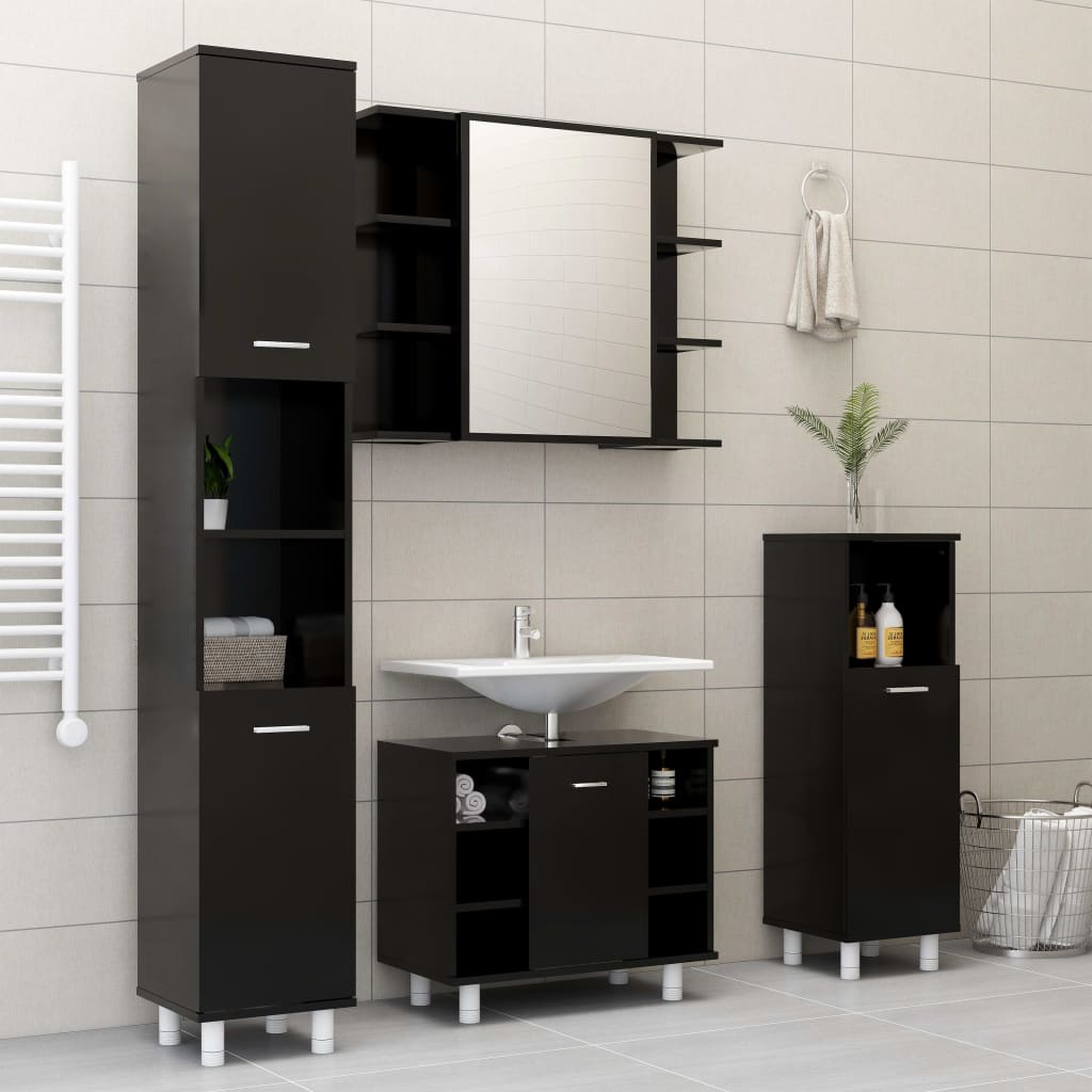 Juego de muebles de baño 3 pzas madera sintetizada Nexus negro - Vetonek