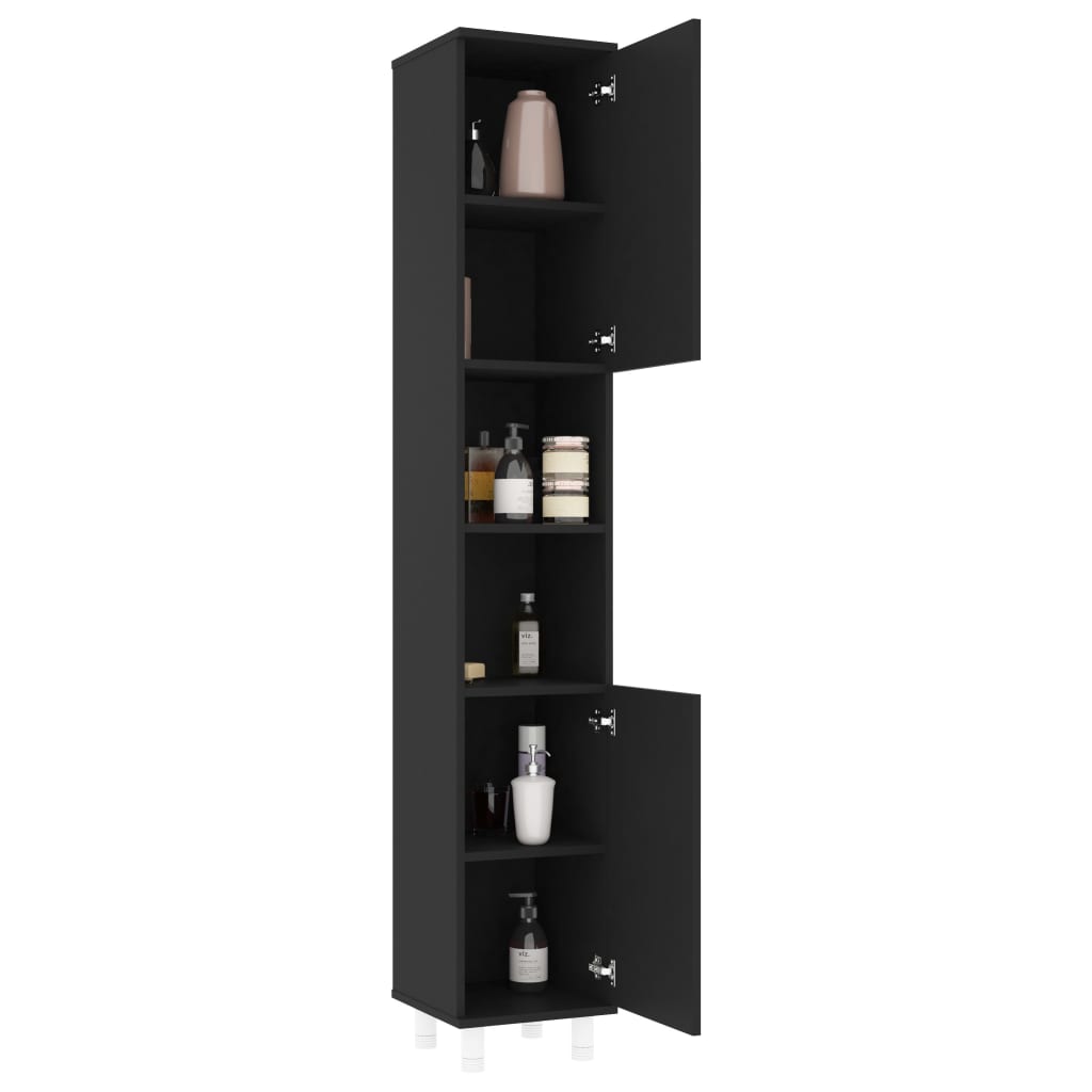 Juego de muebles de baño 3 pzas madera sintetizada Nexus negro - Vetonek