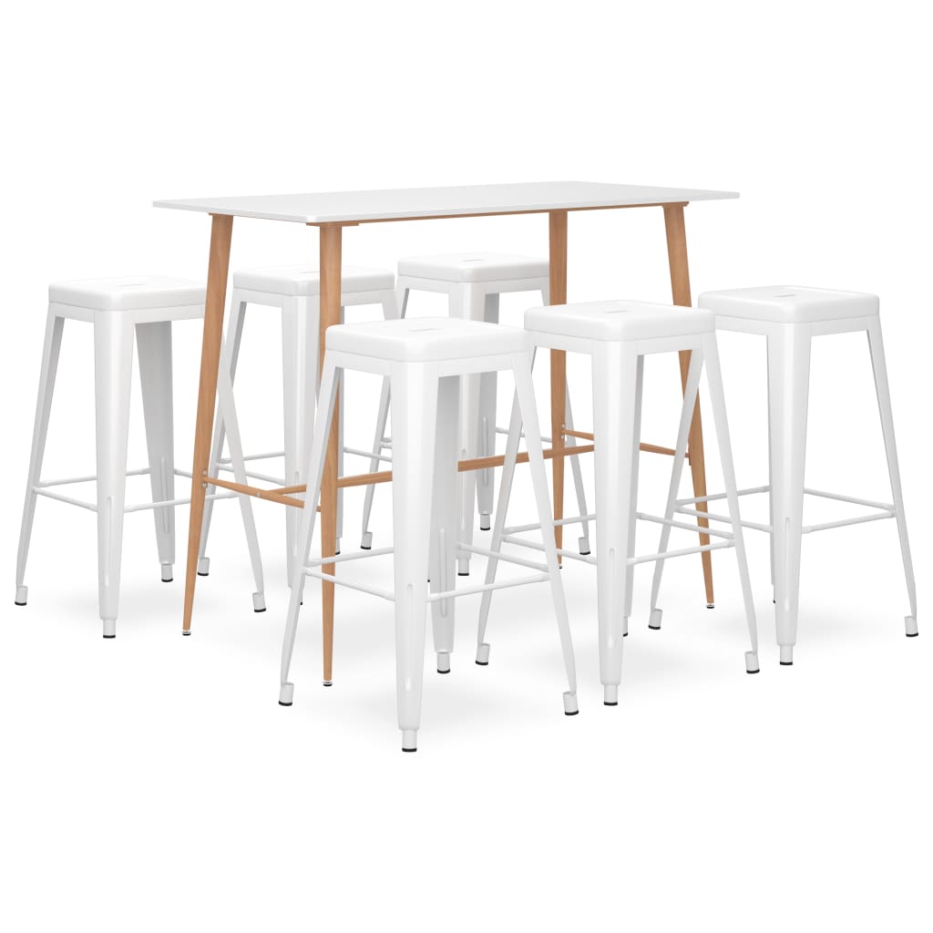 Vetonek Set de muebles de bar de 7 piezas blanco