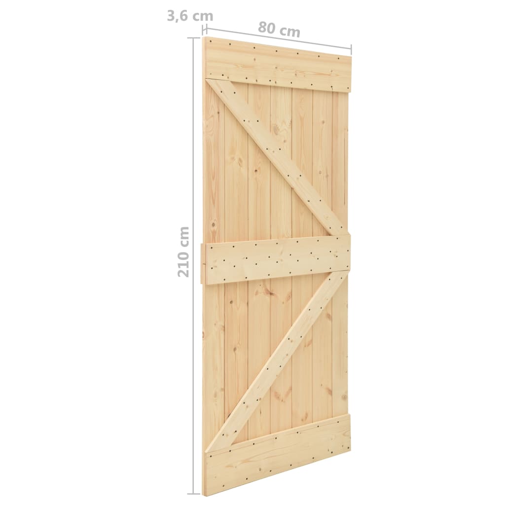 Puerta corredera con herrajes madera maciza de pino 80x210 cm vidaXL