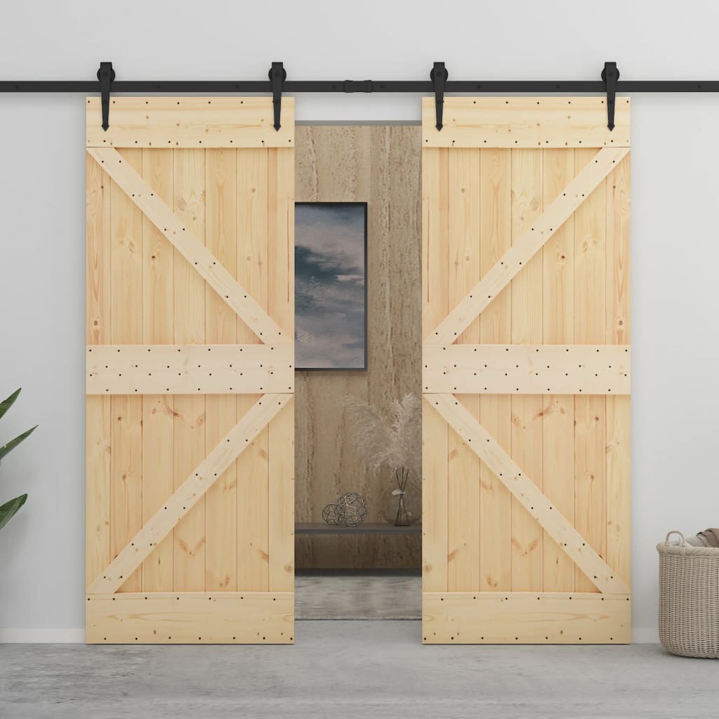 Puerta corredera con herrajes madera maciza de pino 80x210 cm vidaXL