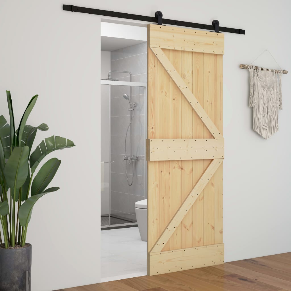 Puerta corredera con herrajes madera maciza de pino 80x210 cm vidaXL