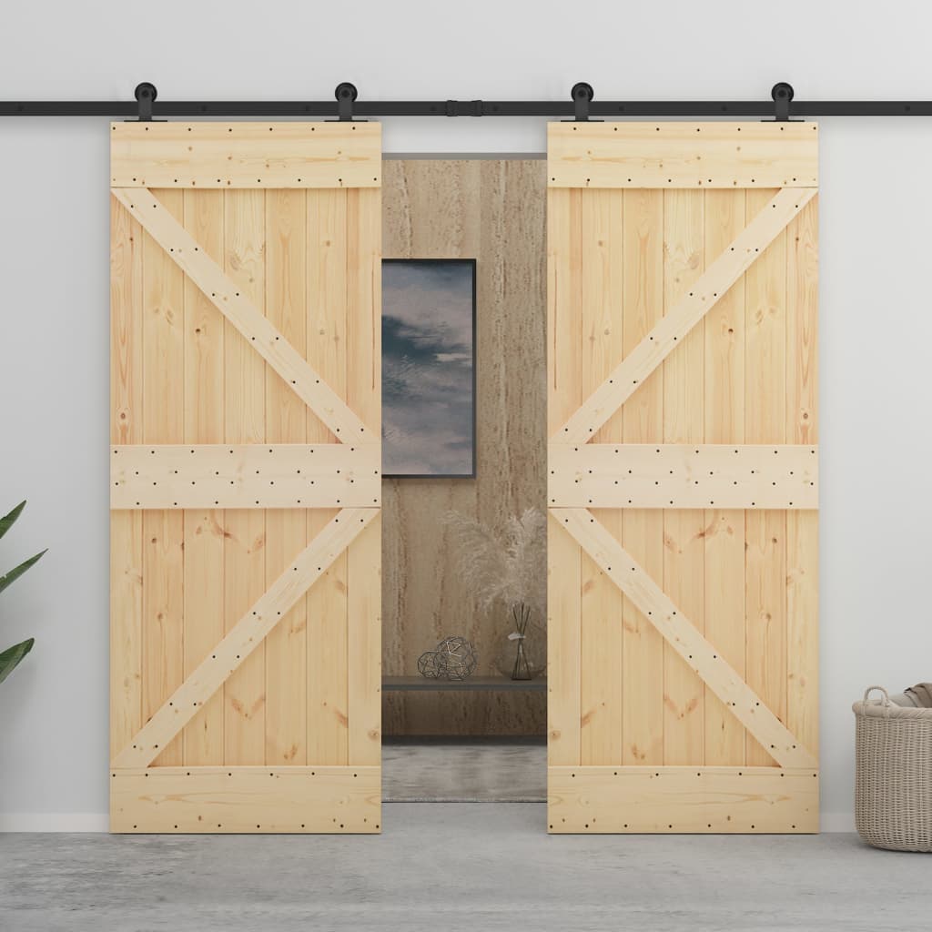 Puerta corredera con herrajes madera maciza de pino 80x210 cm vidaXL