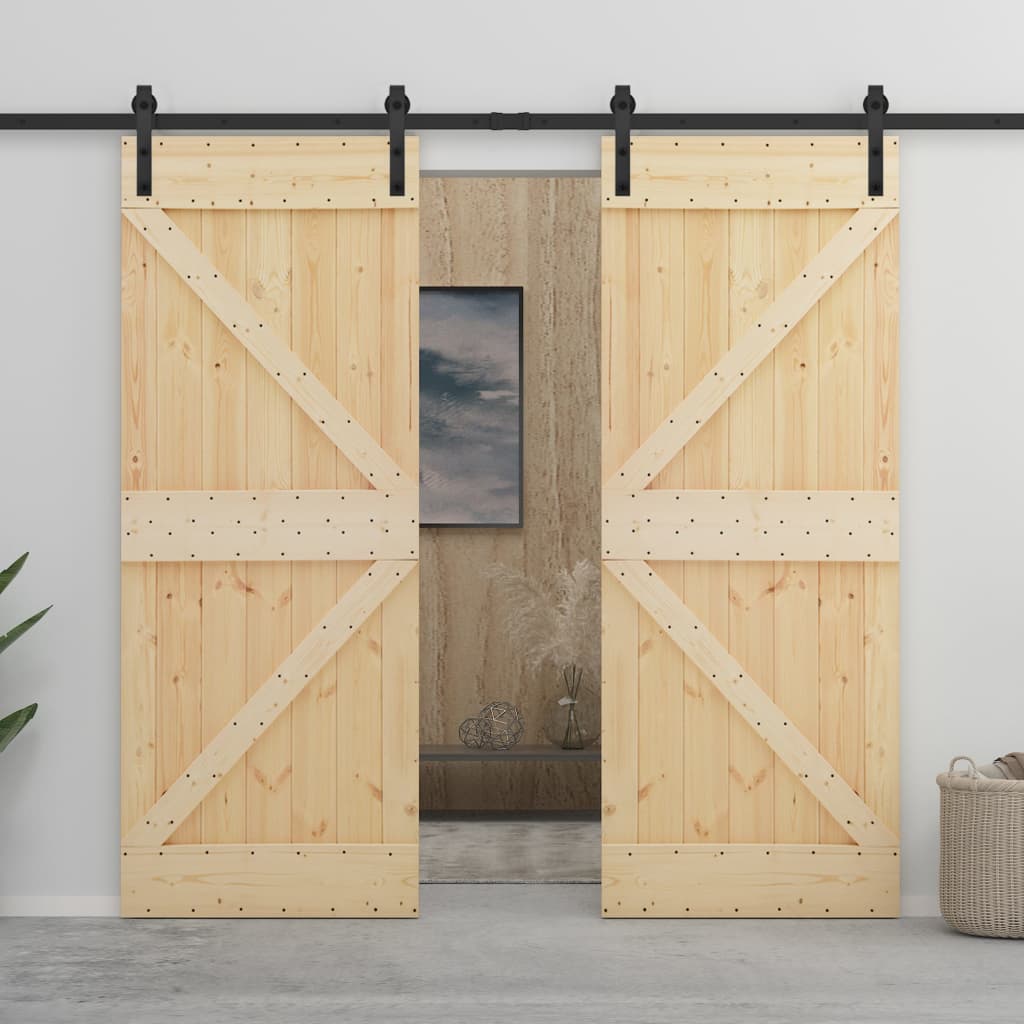 Puerta corredera con herrajes madera maciza de pino 90x210 cm vidaXL