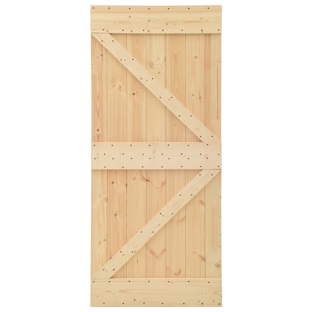 Puerta corredera con herrajes madera maciza de pino 100x210 cm - Vetonek