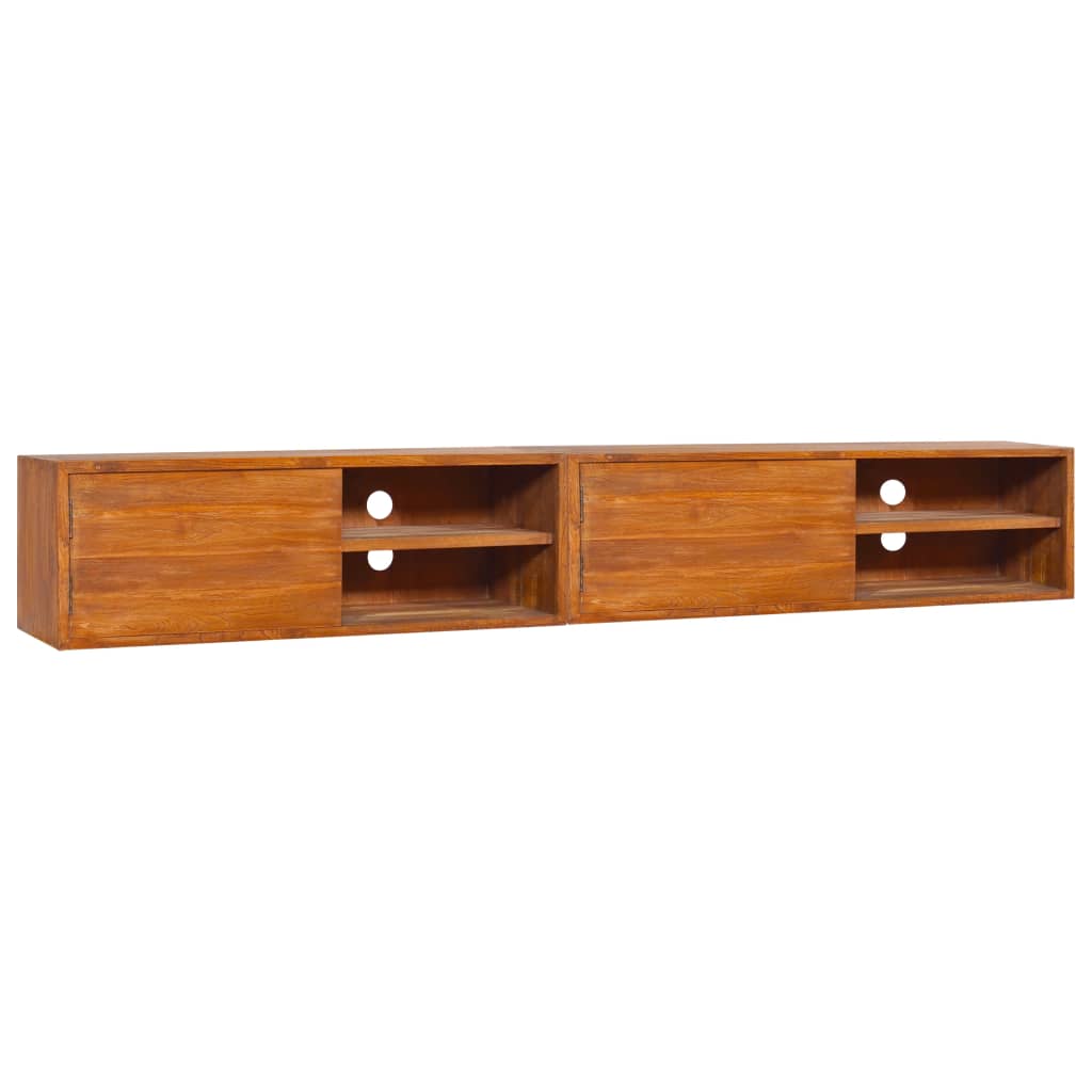 Vetonek Mueble de TV de pared madera maciza de teca 180x30x30 cm