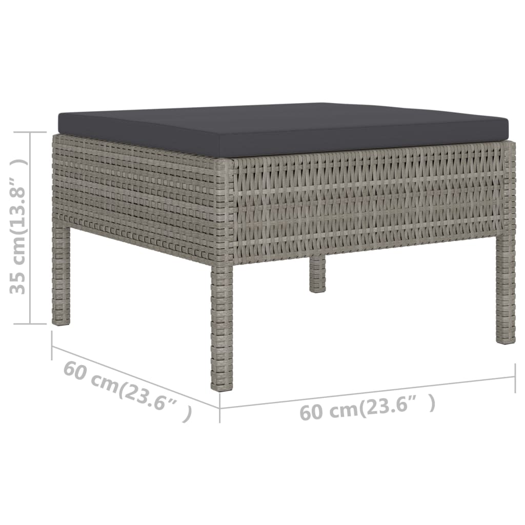 Set de muebles de jardín 6 pzas y cojines ratán sintético gris vidaXL