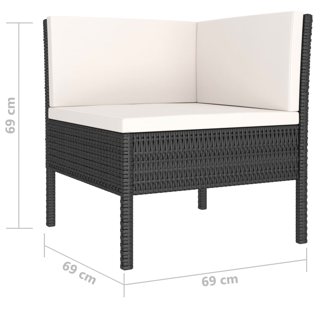 Set de muebles de jardín 4 pzas y cojines ratán sintético negro vidaXL