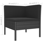 Set de muebles de jardín 9 pzas y cojines ratán sintético negro - Vetonek