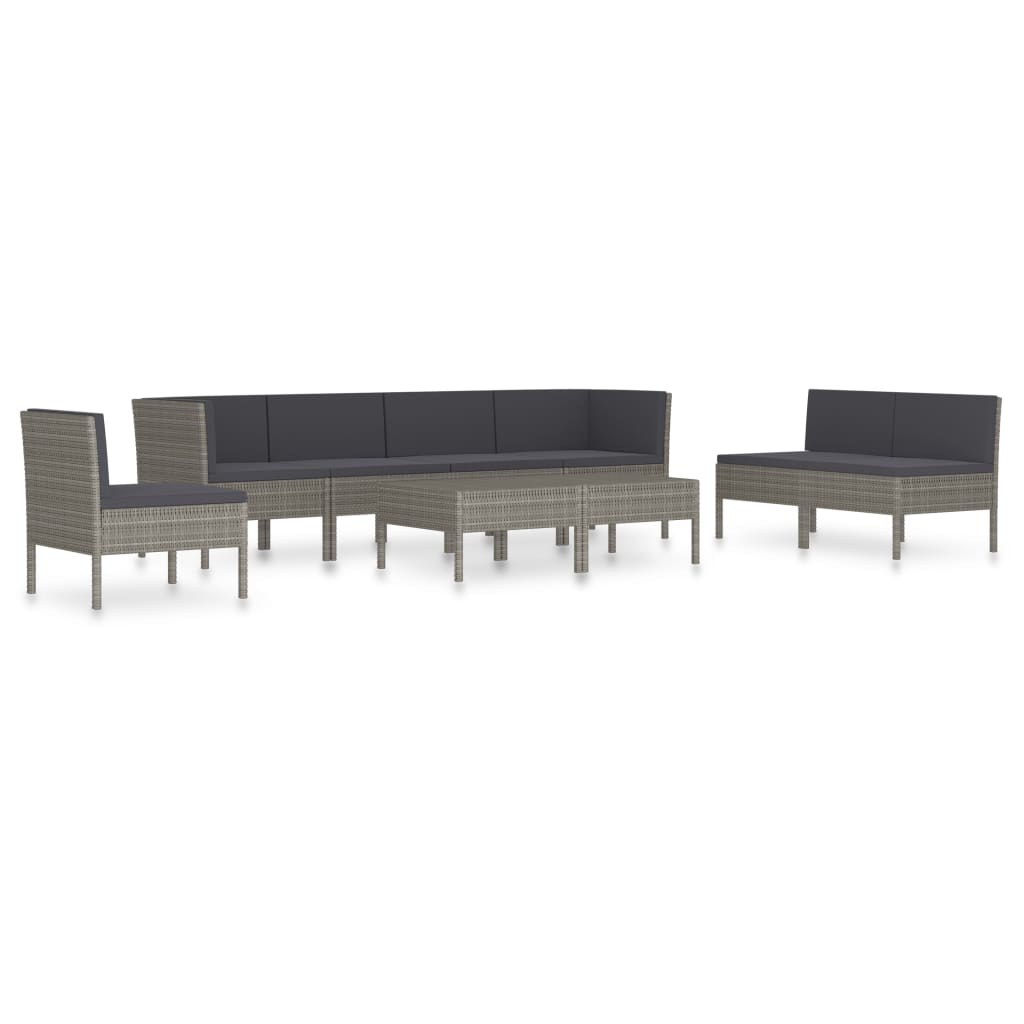 Set de muebles de jardín 9 pzas y cojines ratán sintético gris vidaXL