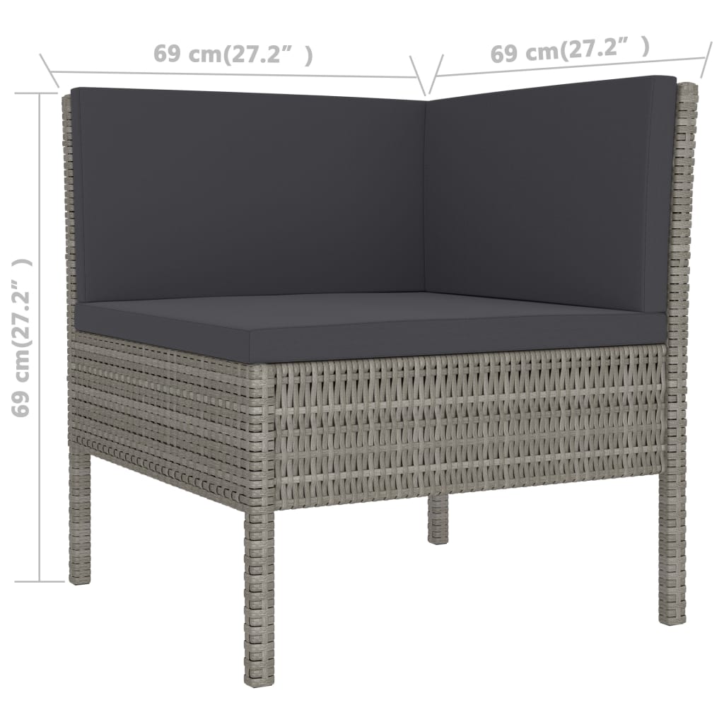 Set de muebles de jardín 9 pzas y cojines ratán sintético gris vidaXL