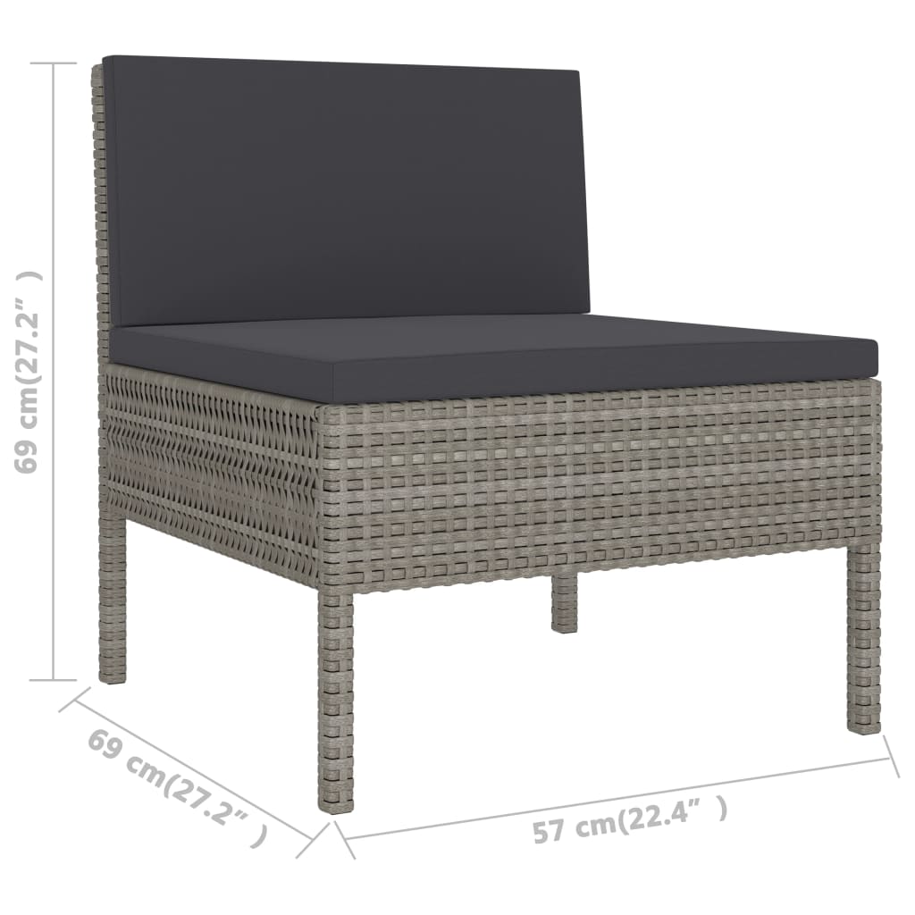 Set de muebles de jardín 9 pzas y cojines ratán sintético gris vidaXL