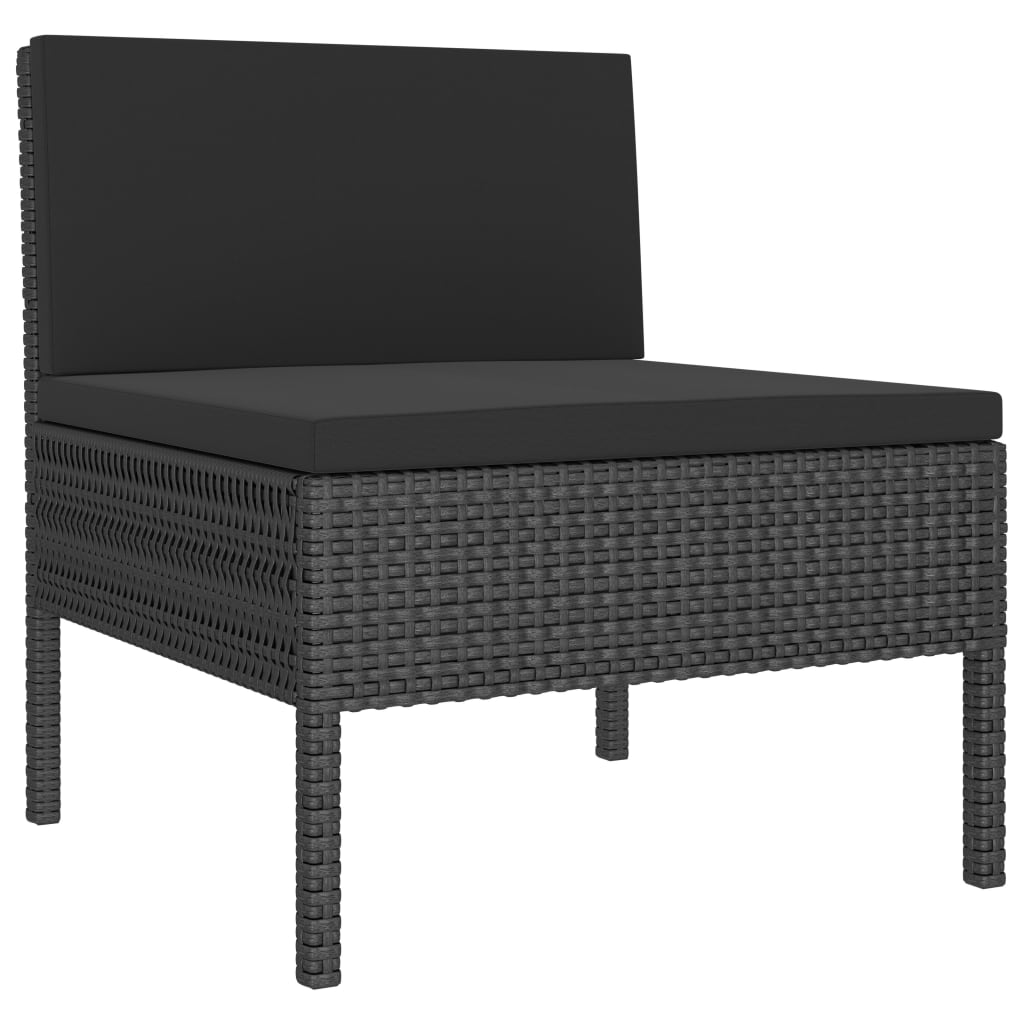 Set muebles de jardín 10 piezas y cojines ratán sintético negro - Vetonek